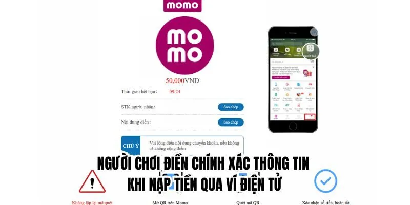 Nạp Tiền PG88 2 Người chơi điền chính xác thông tin khi nạp tiền qua ví điện tử